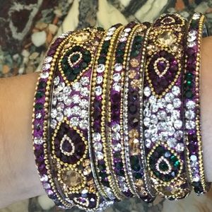 Purple, silver, green, and gold Jewel bangles✨